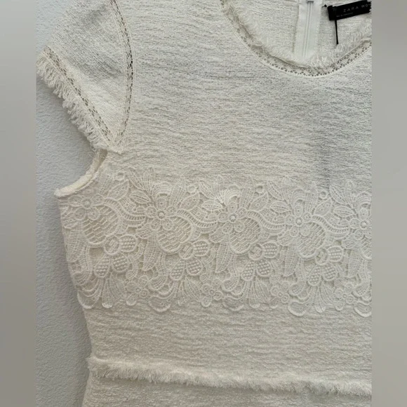 ZARA NWT White embroidered tweed mini dress | Size M - Picture 4 of 12